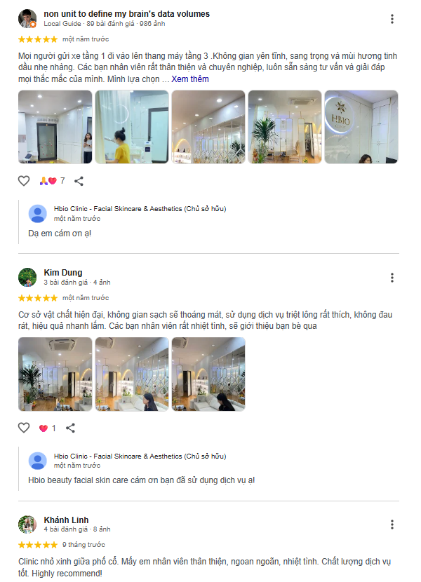HBIO Clinic luôn nhận được những phản hồi tích cực từ khách hàng