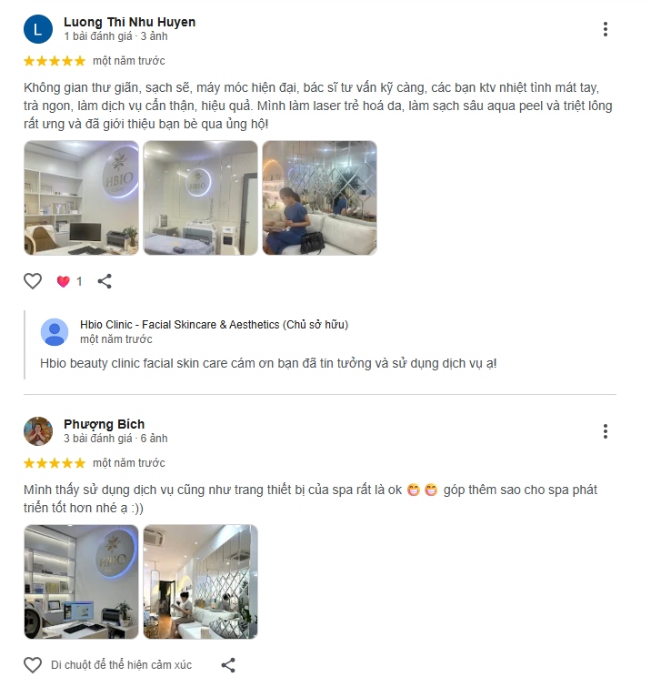 Phản hồi tích cực của khách hàng sau khi đã trải nghiệm tại HBIO Clinic