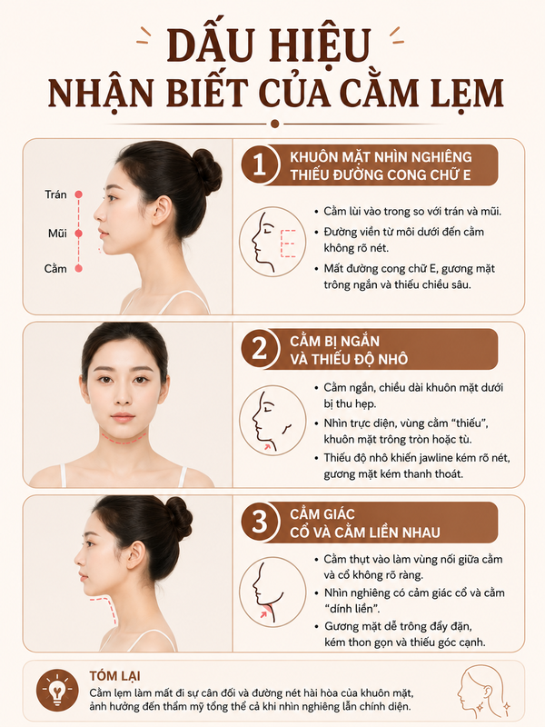 Dấu hiệu nhận biết của cằm lẹm