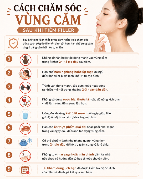 Cách chăm sóc vùng cằm sau khi tiêm filler