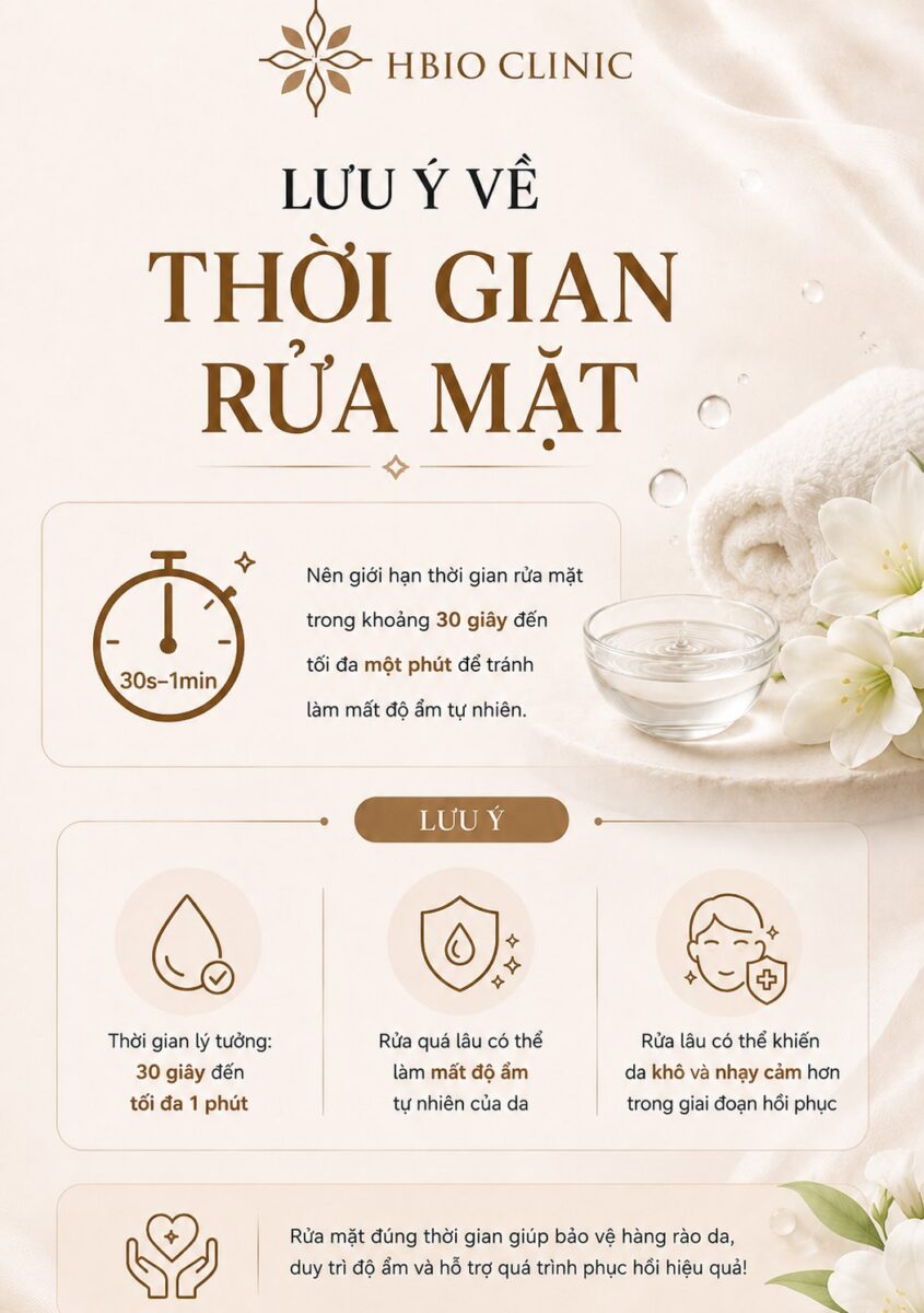 Không nên rửa mặt quá lâu