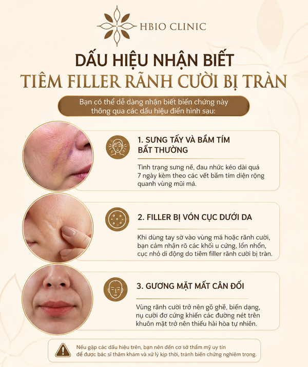 Dấu hiệu nhận biết tiêm filler rãnh cười bị tràn
