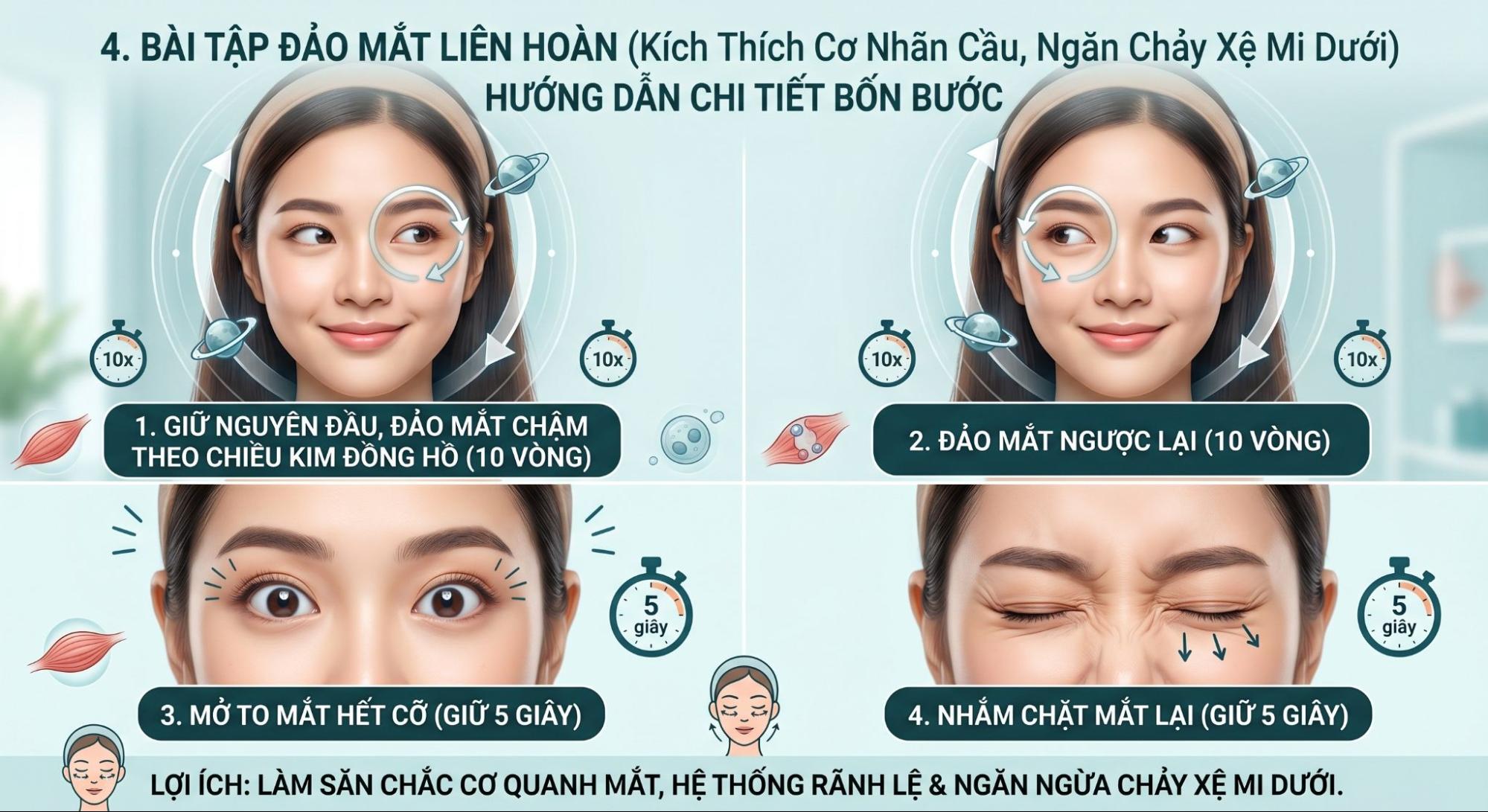 Bài tập đảo mắt liên hoàn kích thích cơ nhãn cầu