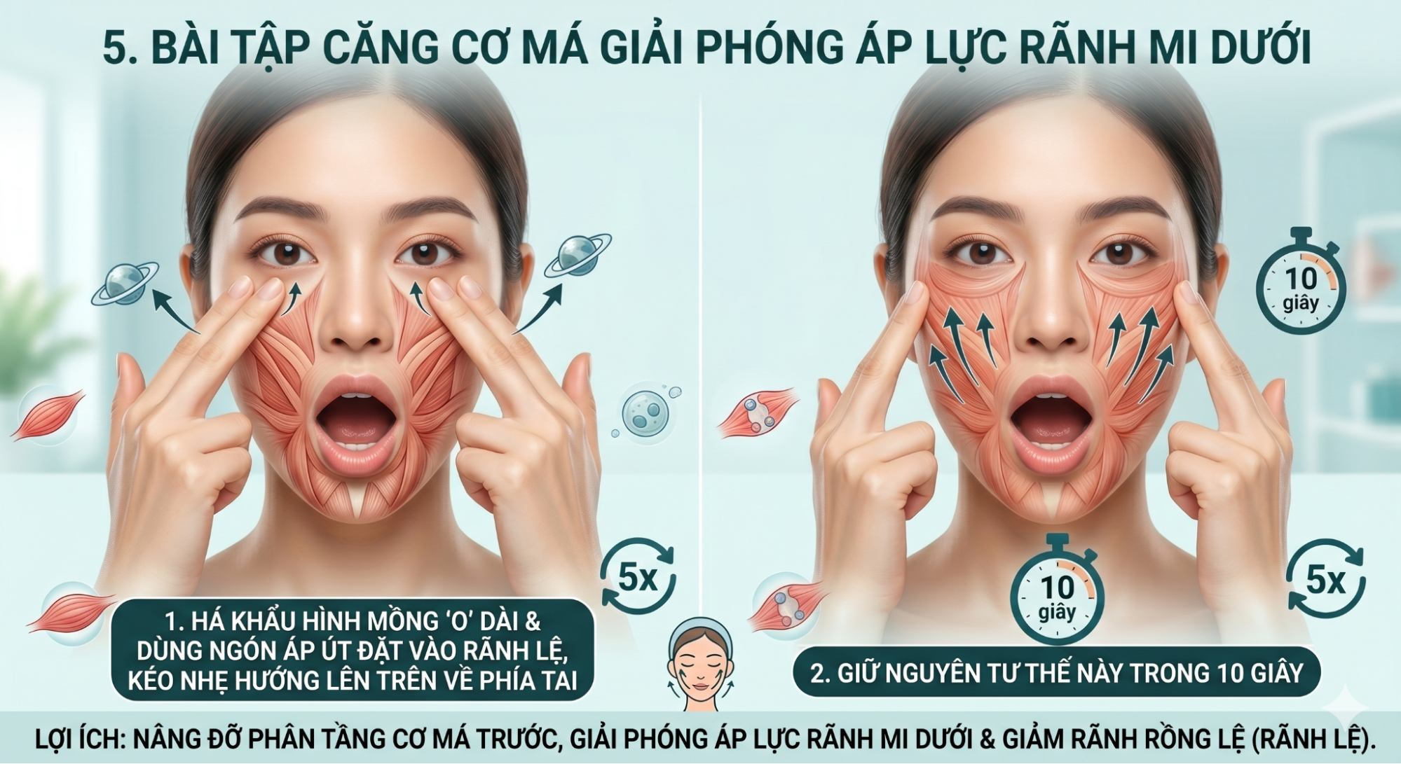 Bài tập căng cơ má giải phóng áp lực rãnh mi dưới
