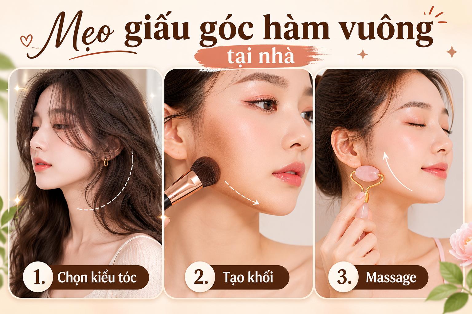 Cách che khuyết điểm góc hàm vuông tại nhà