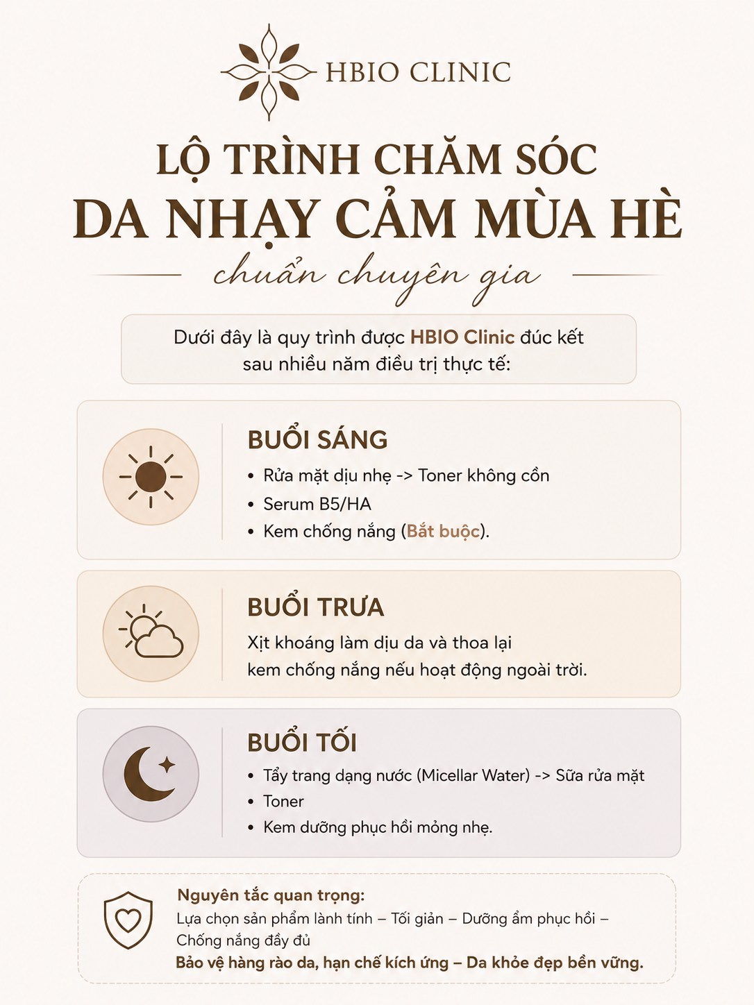 Lộ trình chăm sóc da nhạy cảm mùa hè