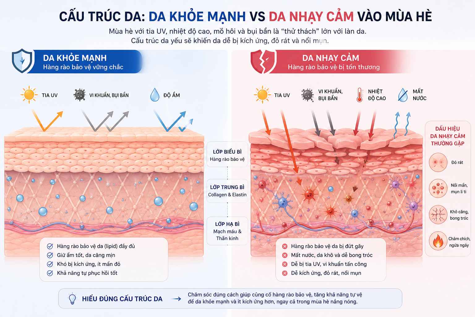 Cấu trúc da nhạy cảm vào mùa hè