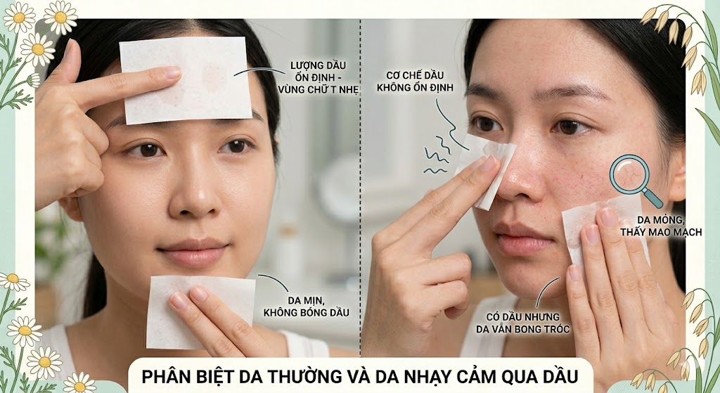 Cách nhận biết da thường và da nhạy cảm