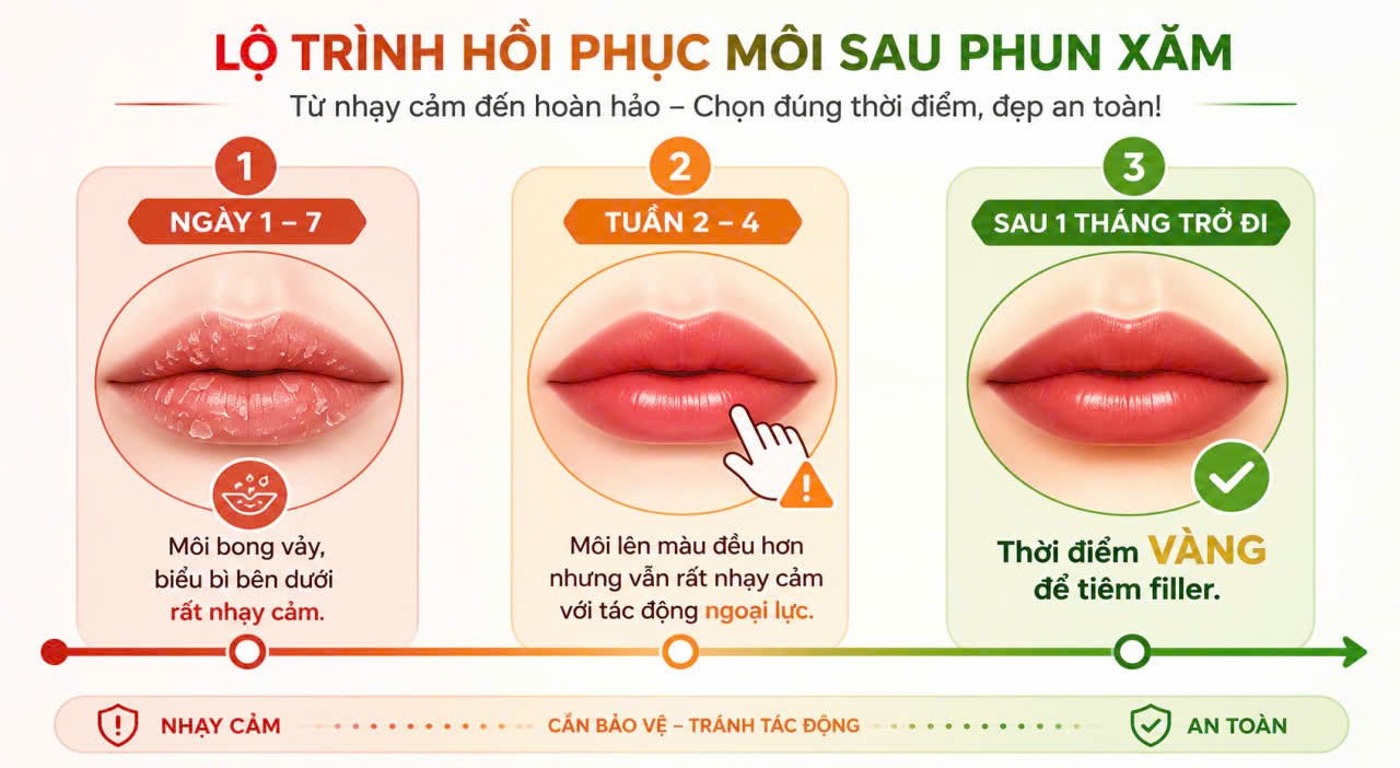 Phun môi bao lâu thì tiêm filler được