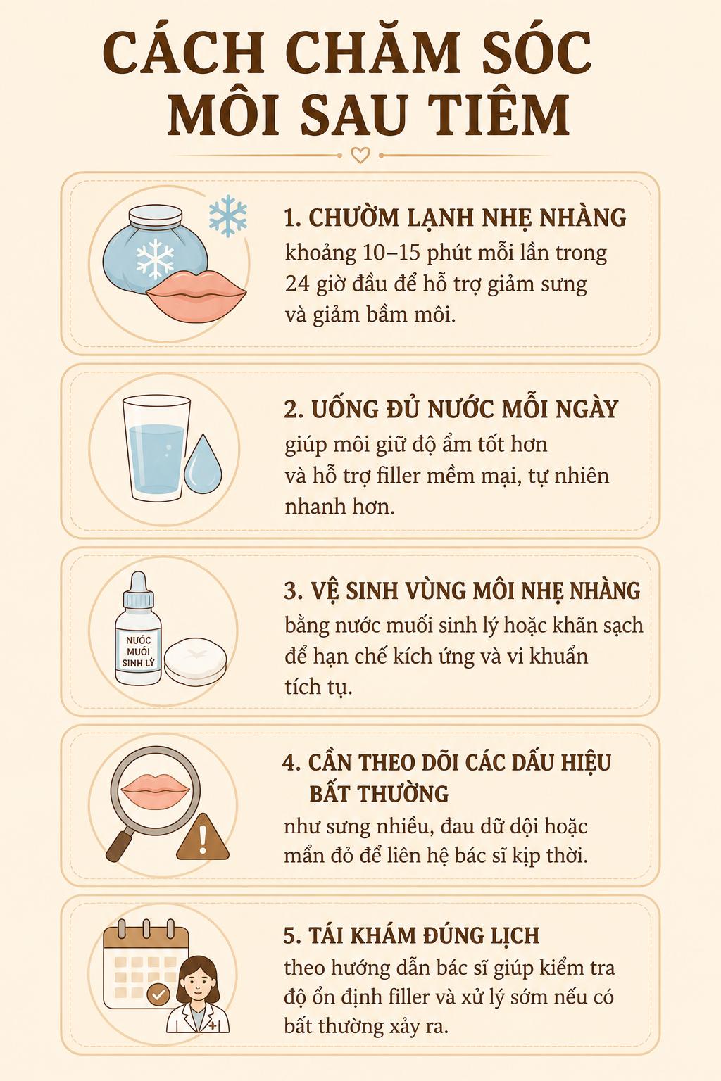 Cách chăm sóc môi sau tiêm giúp filler nhanh ổn định