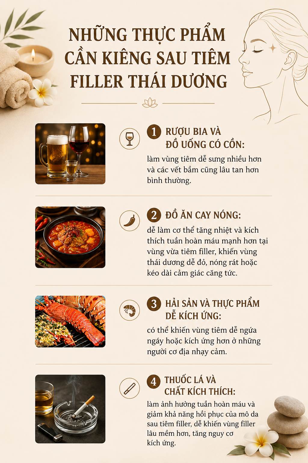 Tiêm filler thái dương cần kiêng những gì? Những thực phẩm cần kiêng