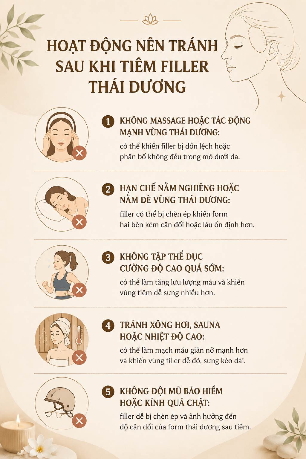 Những hoạt động nên tránh sau khi tiêm filler thái dương