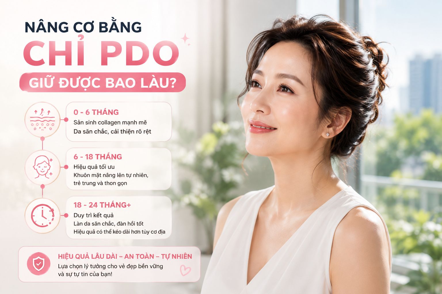 Nâng cơ bằng chỉ polydioxanone giữ được bao lâu