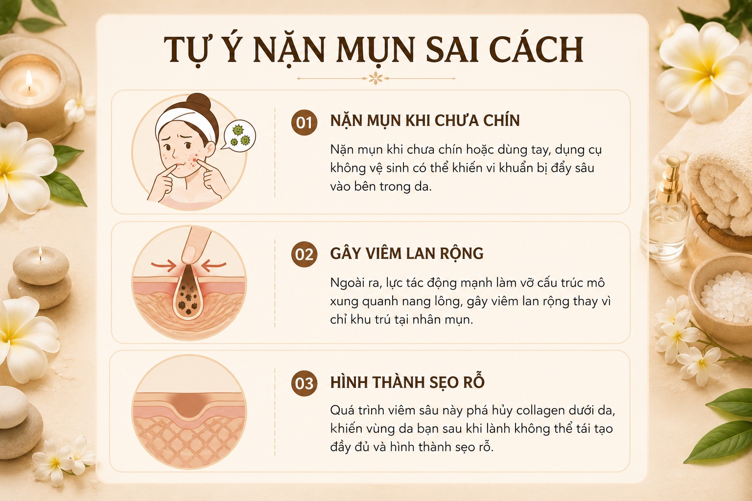 Tự ý nặn mụn sai cách