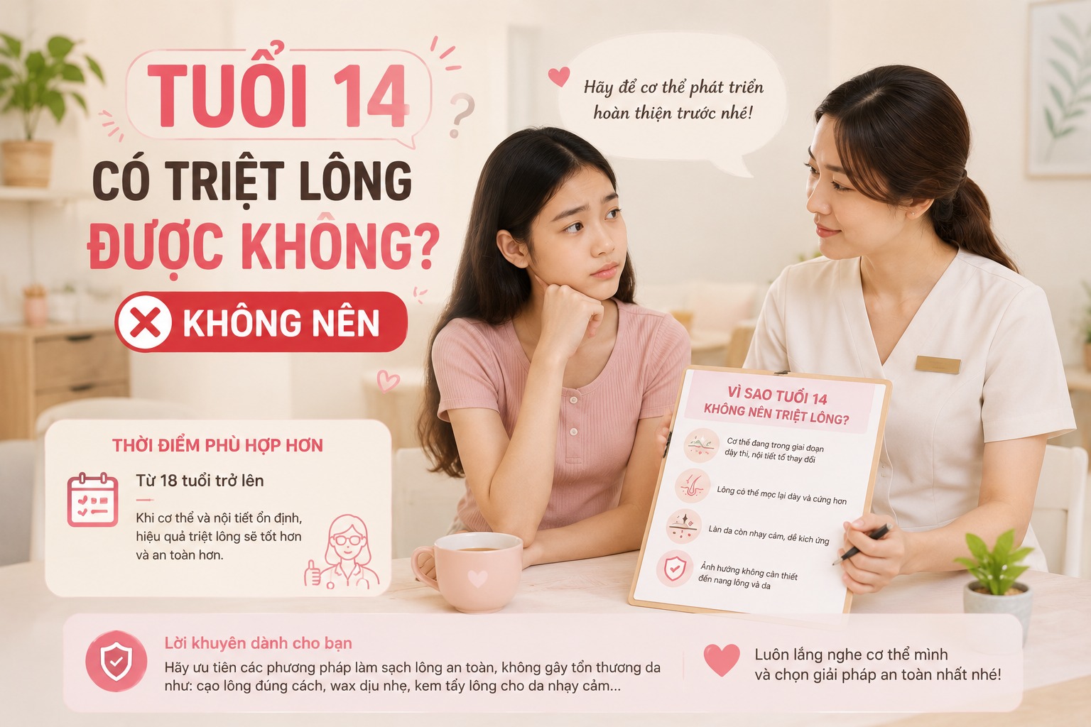 Triệt lông tuổi dậy thì được không?