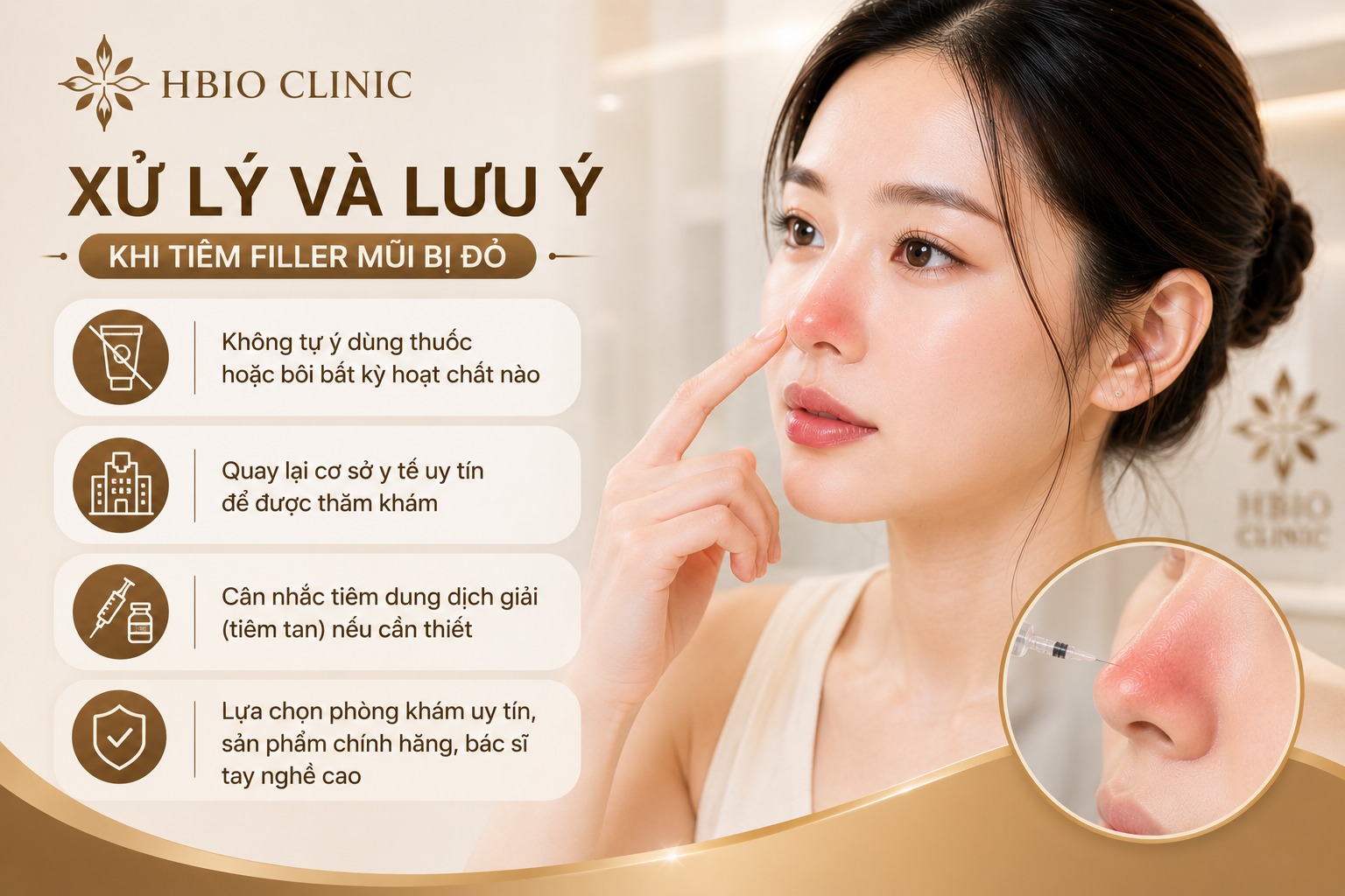 Hướng dẫn xử lý và các lưu ý quan trọng khi tiêm filler mũi bị đỏ