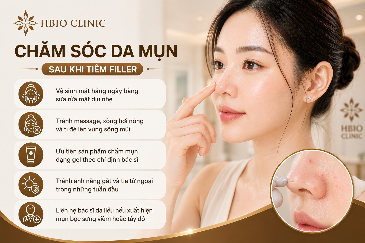 Hướng dẫn chăm sóc da mụn an toàn sau khi tiêm filler