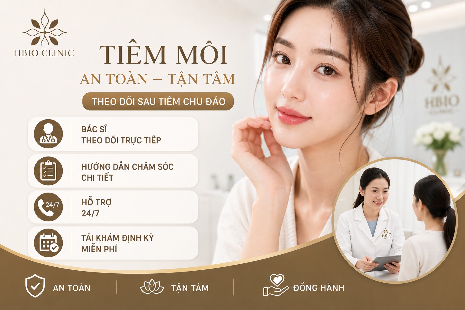 Tiêm môi ở đâu để được theo dõi tận tình, chỉ dẫn chi tiết sau tiêm?