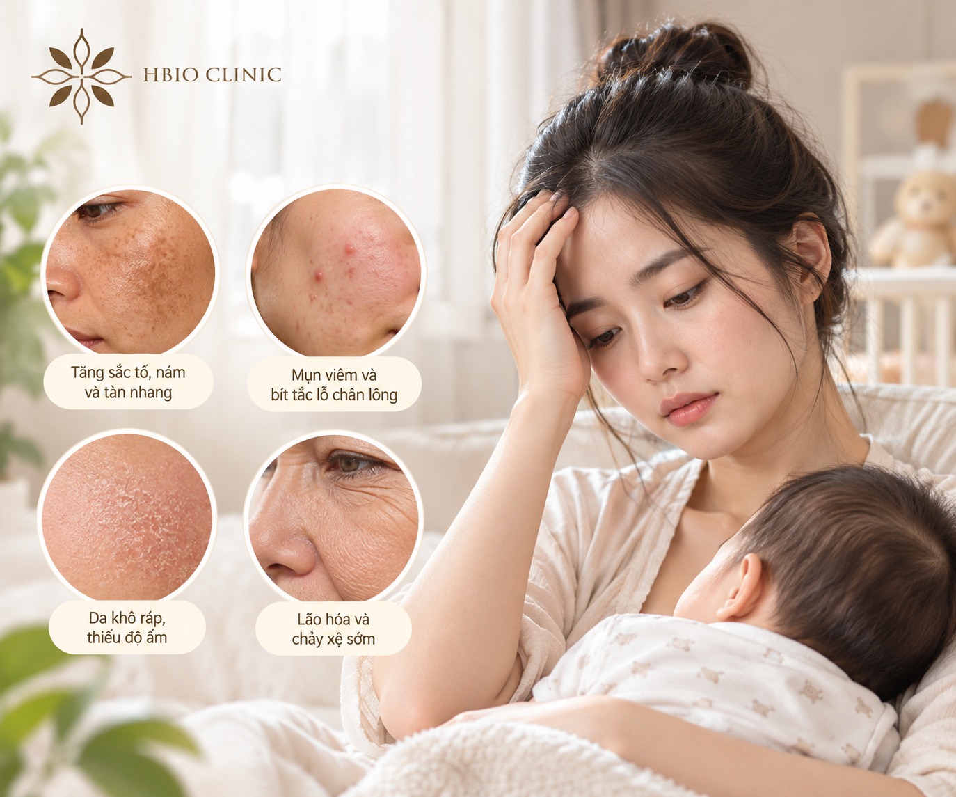 Các vấn đề về da mặt thường gặp sau khi sinh