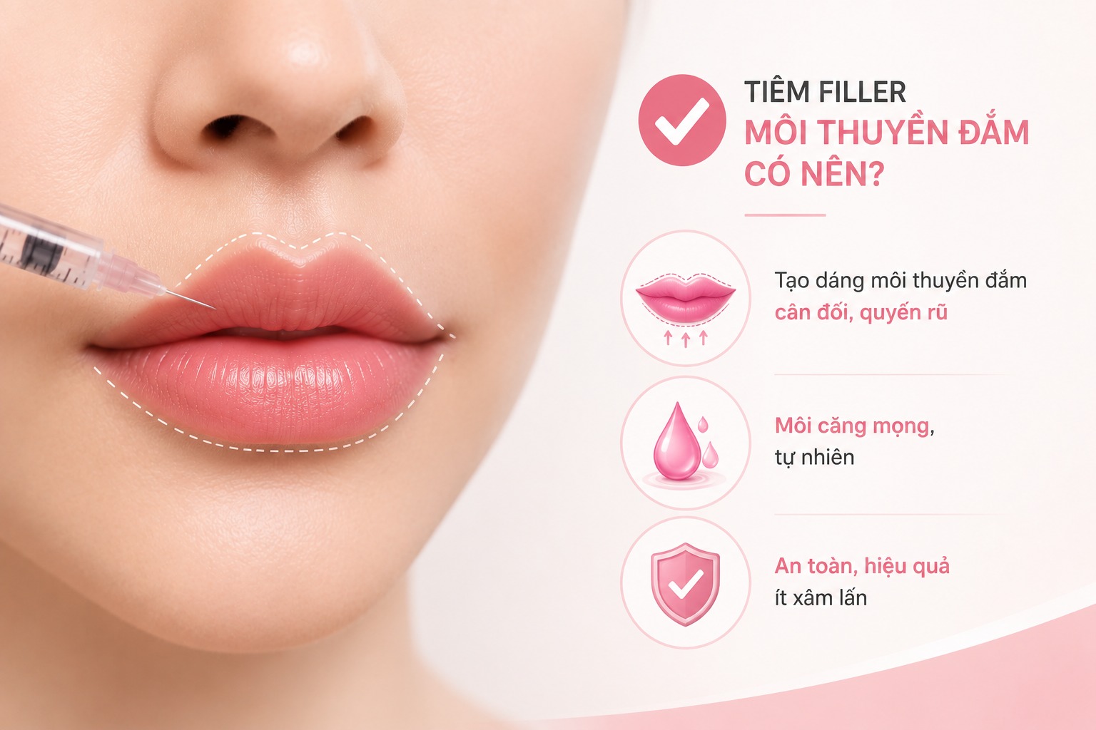 Tiêm Filler môi thuyền đắm có nên không? 