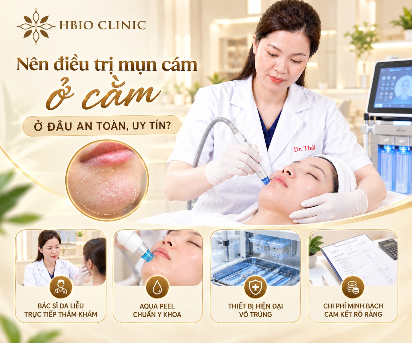 Nên điều trị mụn cám ở cằm ở đâu an toàn, uy tín?