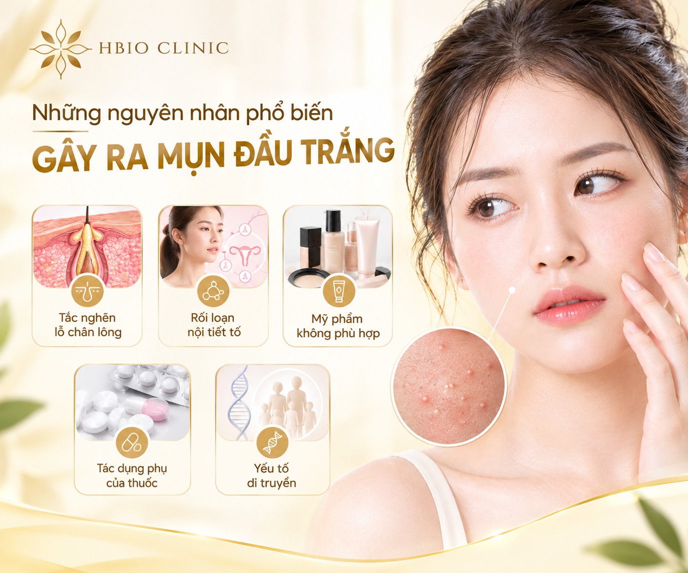 Những nguyên nhân phổ biến gây ra mụn đầu trắng