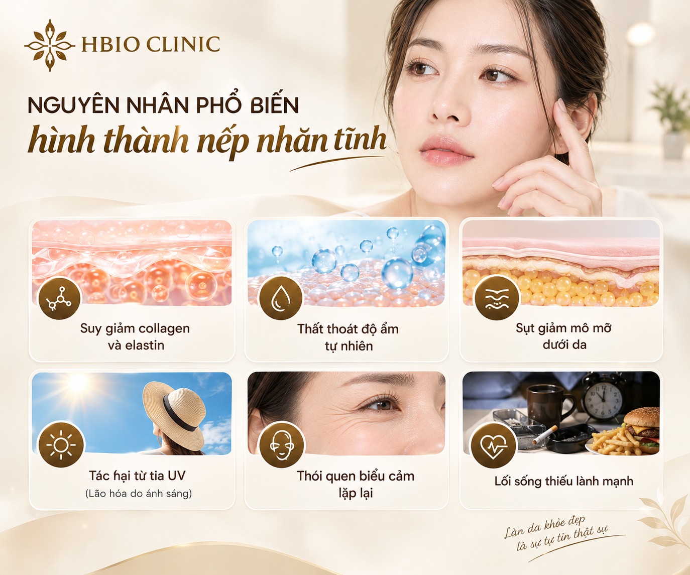 Nguyên nhân phổ biến hình thành nếp nhăn tĩnh