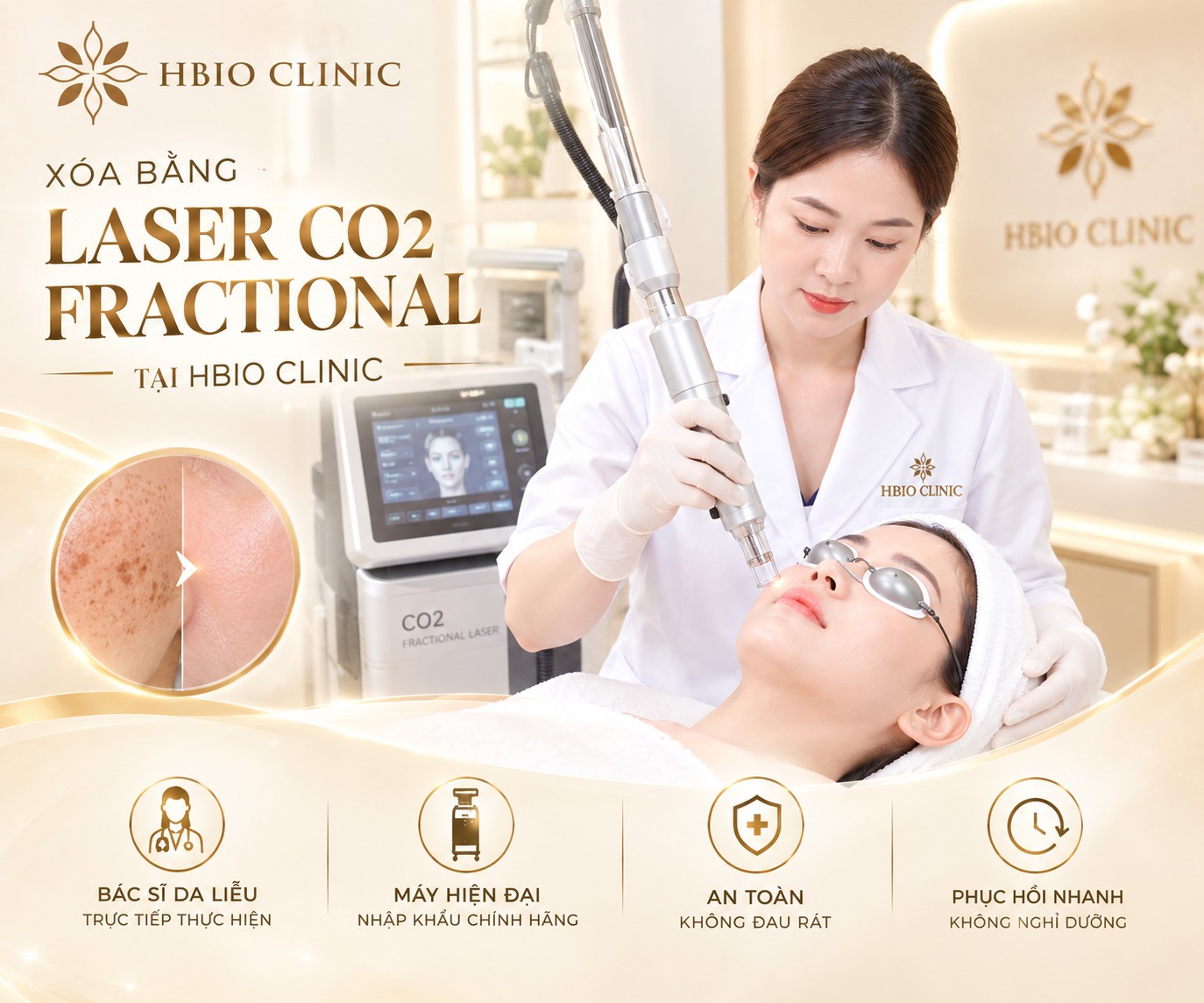 Xóa bằng Laser CO2 Fractional tại HBIO Clinic